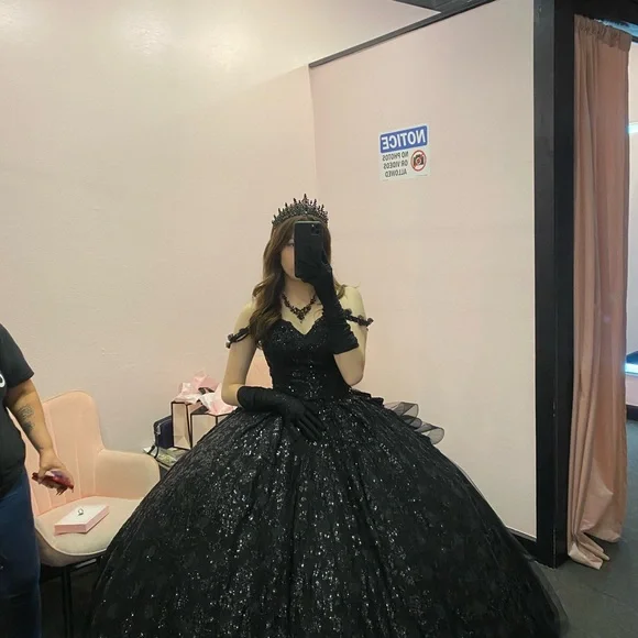 Elegant Black Off-Shoulder Gown